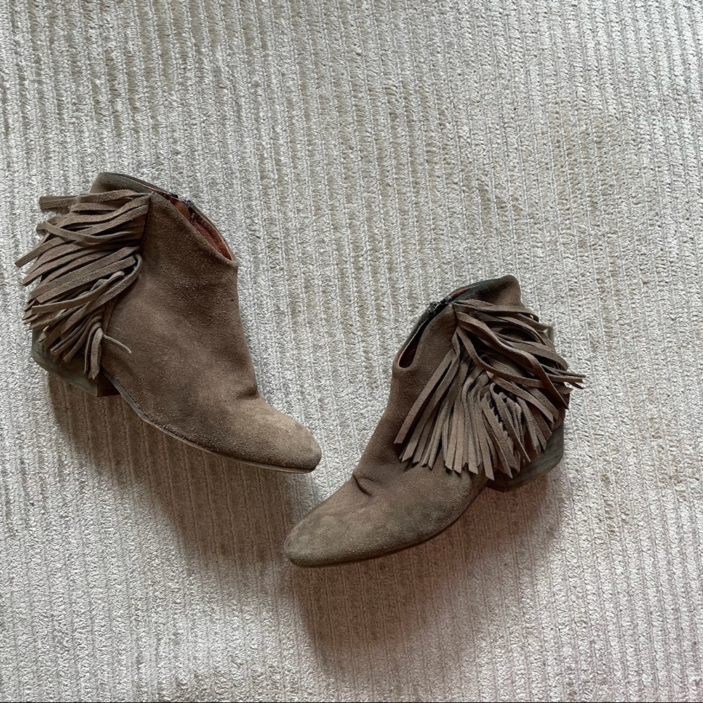 Suede fringe booties